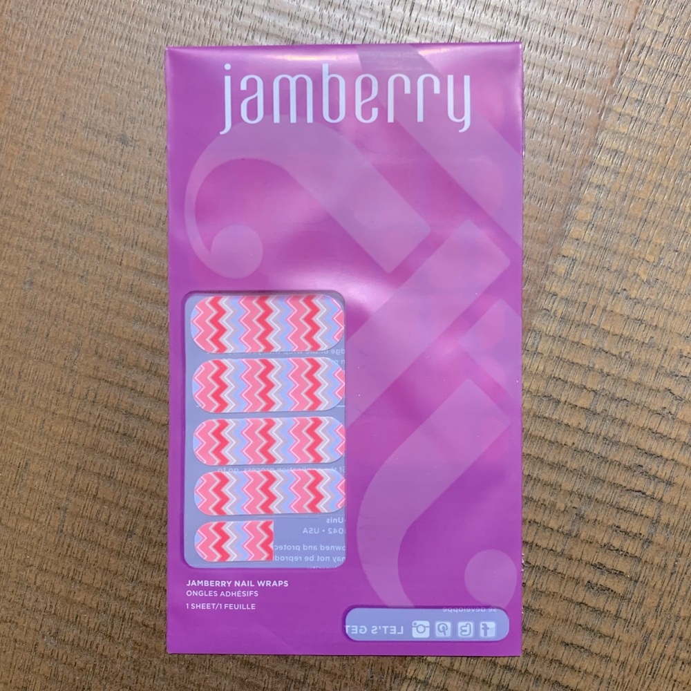 Jamberry Nail Wraps, Pink Blue Chevron, Partial Sheet